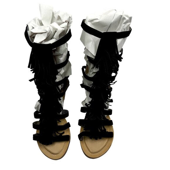 Pinkai Shoes - Women's Black Gladiator Strap Sandals Size 40